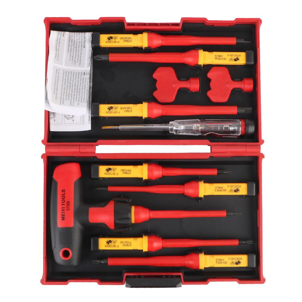 1000V with Phillips Slotted Torx Bits Electronic Insulated CR-V Magnetic Tip T-shaped Screwdriver Kits