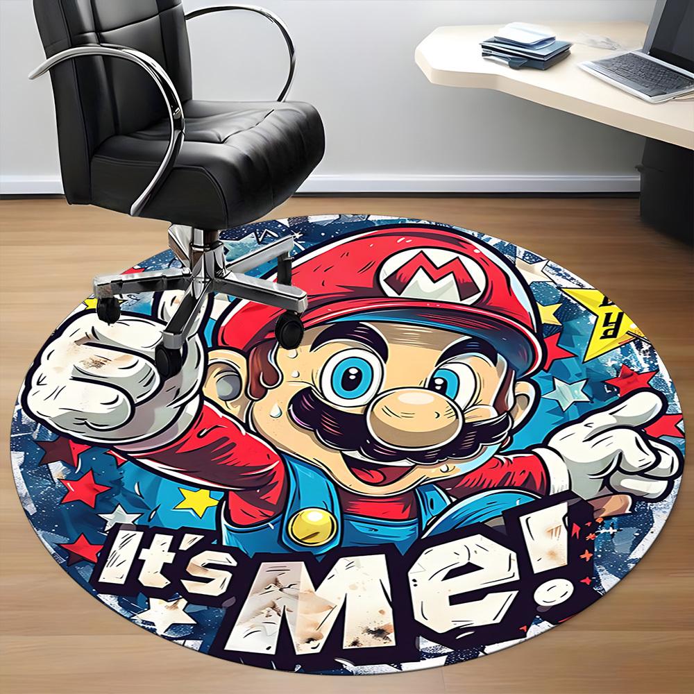1pc Mario Adventure Office Round Area Rug, Under Office Chairs Bedroom Living Room Home Decor a0926054