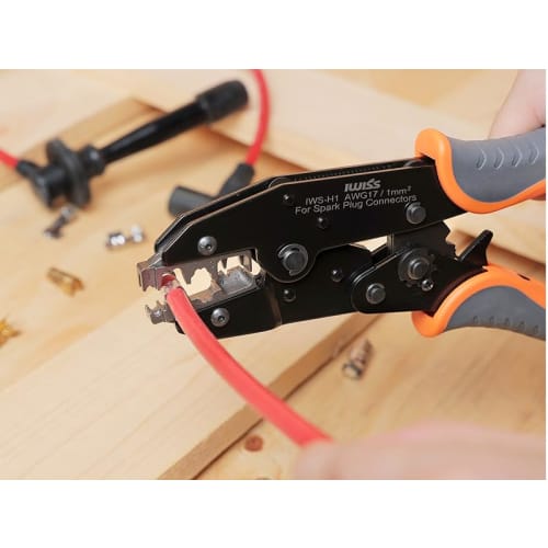 IWISS Spark Plug Connector, Plug Cord, Plug Cable, IG Connector for Spark Plug Cord, Crimping Pliers, IWS-H1