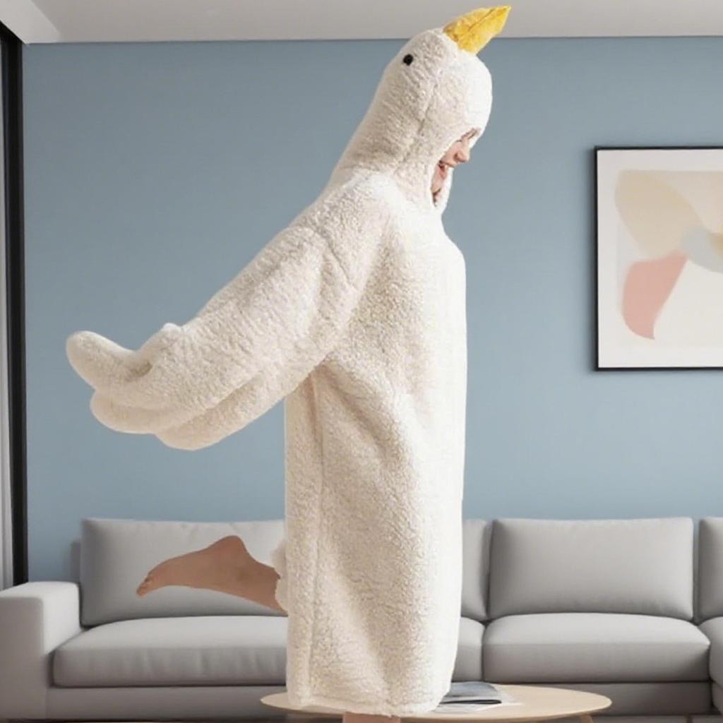 Wearable Blankie Hoodie Geese Shape Oversized Wearable Blanket Loose Warm Pajamas for Adults Teens Men Winter Lounging Reading