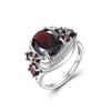 Light Luxury Awesome Bridal S925 Silver Ring for Women Natural Garnet Elegant Jewelry for Engagement Proposal Anniversary Gift