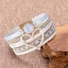Women Bracelet Faux Leather Love Heart Charm Multi-Layer Bohemia Resin Stone Gift Braided Punk