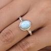 Natural Larimar Oval Gemstone Ring, Handmade Designer Band Ring, Handmade Jewelry, Ring For Sale, Unique Gift, 925 Sterling Silver