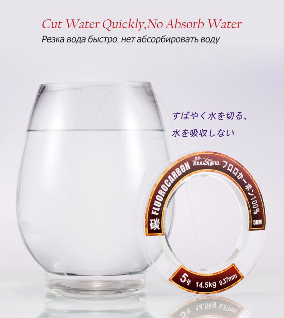 WALK FISH 100% Ture Fluorocarbon Fishing Line 50M 100M Super Strength 0.14-0.6mm Monofilament Carbon Fiber Leader Fishing Line