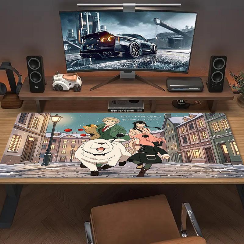Коврик для мыши аниме Spy x Family, большой, для игровой поверхности стола, противоскользящий, для ноутбука, планшета, большой коврик для мыши XXL, мини-ПК, игровой коврик с заблокированным краем