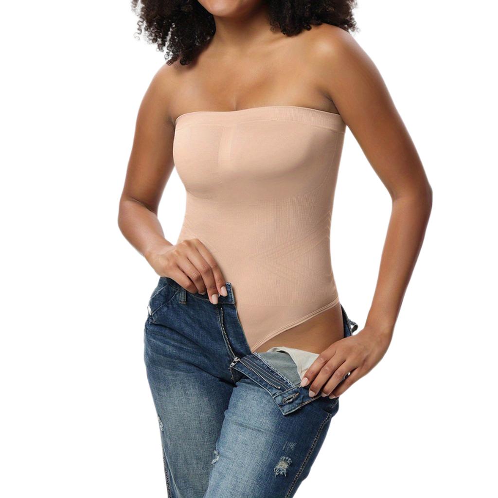 Утягивающее боди без бретелек для женщин, утягивающее боди, цельный комбинезон, бесшовные стринги, утягивающее боди со съемными бретелями