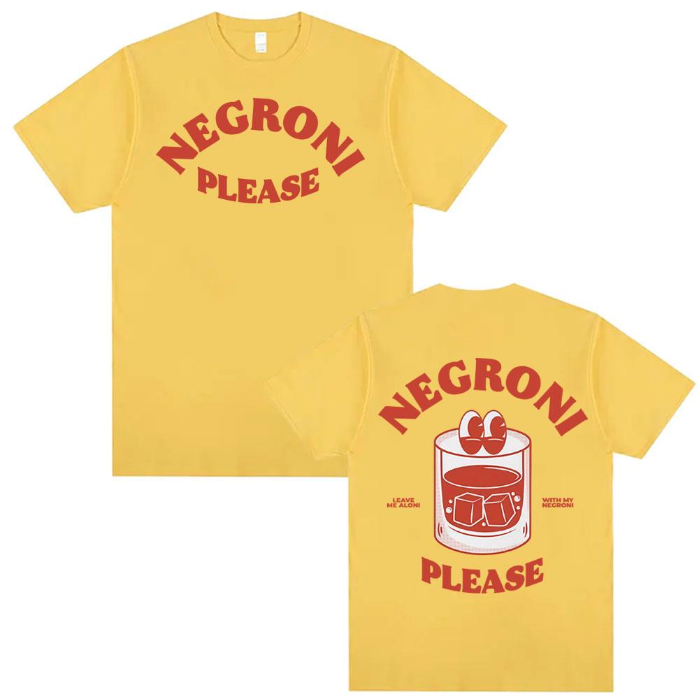 Negroni Please Cartoon Meme T Shirt Funny Cocktail Drink Cute Graphic T Shirts Men Women Hip Hop Summer Short Sleeve Tshirts