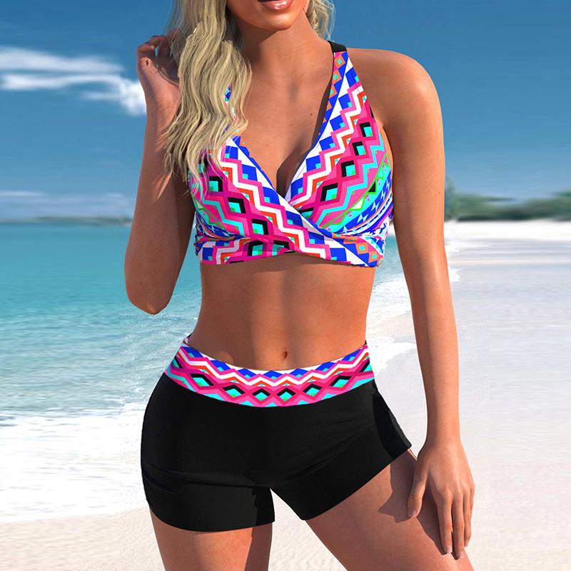 Women's Halter Bikini Tankini Swimsuit Oil On Canvas Print Swimsuit