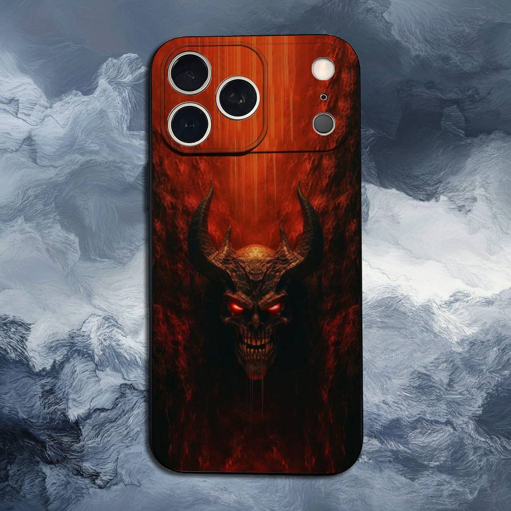 Чехол Dark Art D-Devil S-Satan для iPhone 15,17,16,12,14,13,11,Plus,Pro Max,XS,X,Mini,8,7,XR,SE,Мягкий силикон, Черный