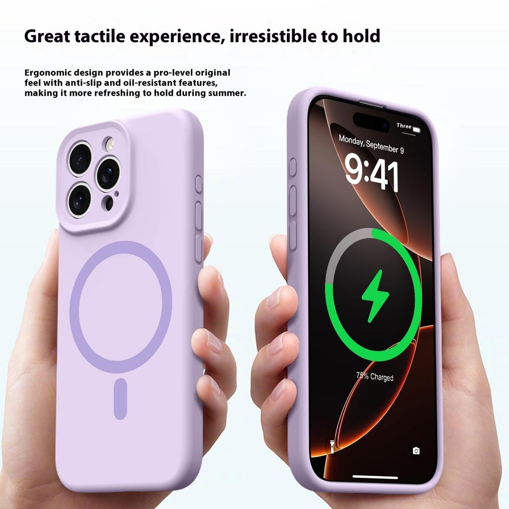 For iPhone 16 Pro Case Compatible with MagSafe Precise Cutouts Liquid Silicone+PC Phone Cover