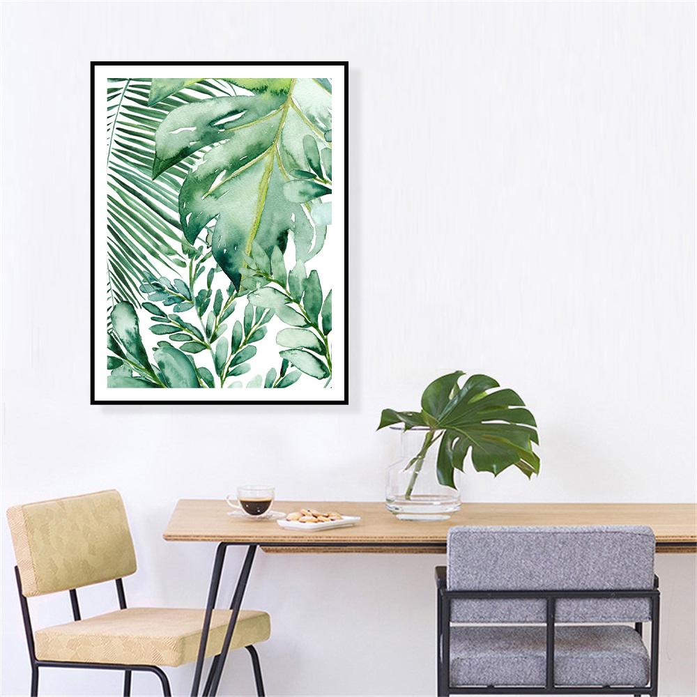 Тропический банановый лист, настенное искусство, декоративный рисунок, пальмовый лист, печать плаката для гостиной, домашний декор
