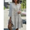Женское миди-платье с V-образным вырезом и рукавами 3/4, свободное платье с геометрическим принтом, пляжные платья