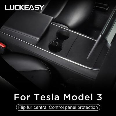 LUCKEASY для Tesla Model3 2017-аксессуары для салона автомобиля, меховая крышка центральной панели управления, модель 3, модель Y, декоративная