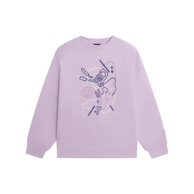 Женская толстовка Li Ning Sports Lifestyle Series Chang Le Wei Yang с круглым вырезом и длинными рукавами, цвет лотоса-розовый-фиолетовый AWDSB68-3