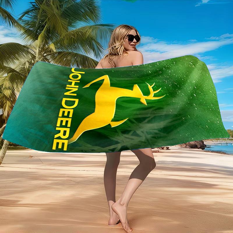 Пляжное полотенце с логотипом John Deere, Быстросохнущее, Легко ухаживать, Подходит как для фитнеса, так и для пляжного отдыха, Спортивный аксессуар