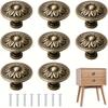 4/12 Pcs Antique Brass Cabinet Handle Pulls Vintage Country Style Drawer Knobs 0.98*1.38 Inches for Cabinet Closet Dresser(single Hole with Screws)
