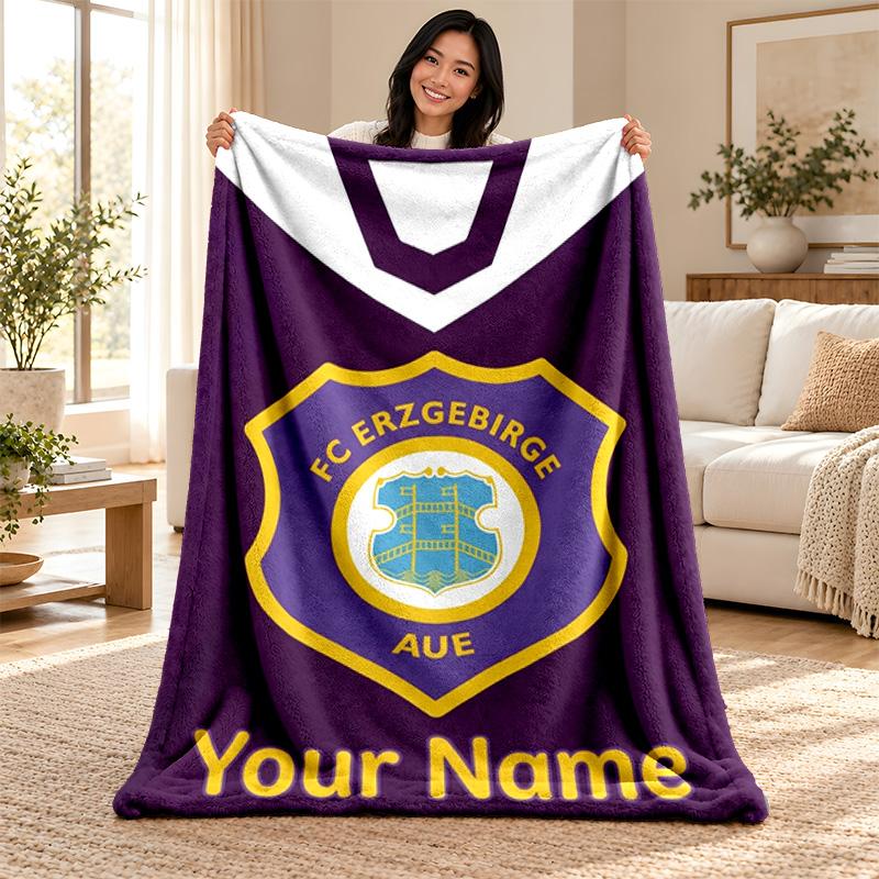 Erzgebirge Aue Custom Name Fleece Blanket Personalized Soft Cozy Throw Blanket Customized Gift for Birthday Christmas