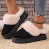 Женские зимние ботинки большого размера с круглым носком и толстой подошвой, повседневные короткие теплые домашние ботинки из хлопка с толстым бархатом, однотонные, 36-42