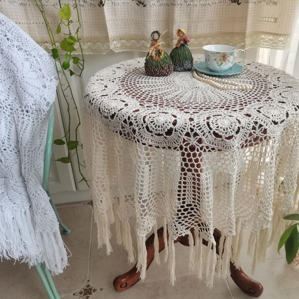 Вязаная крючком скатерть ручной работы из чистого хлопка, бежевое кружево, выдолбленная настольная крышка Changliu Su, украшение для дома, пылезащитная ткань