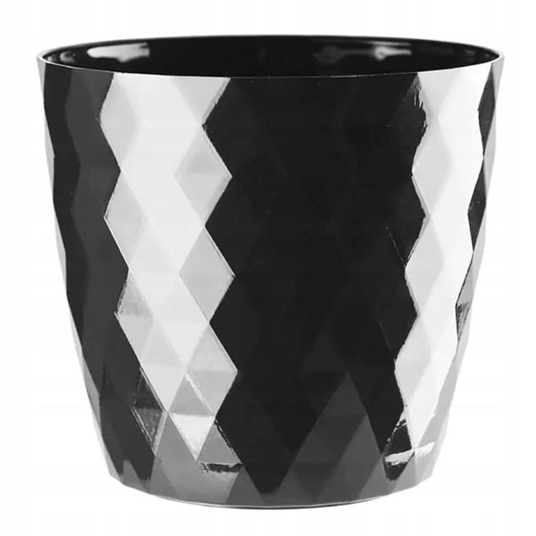 Black plastic flower pot Cristal 20 x 18 cm