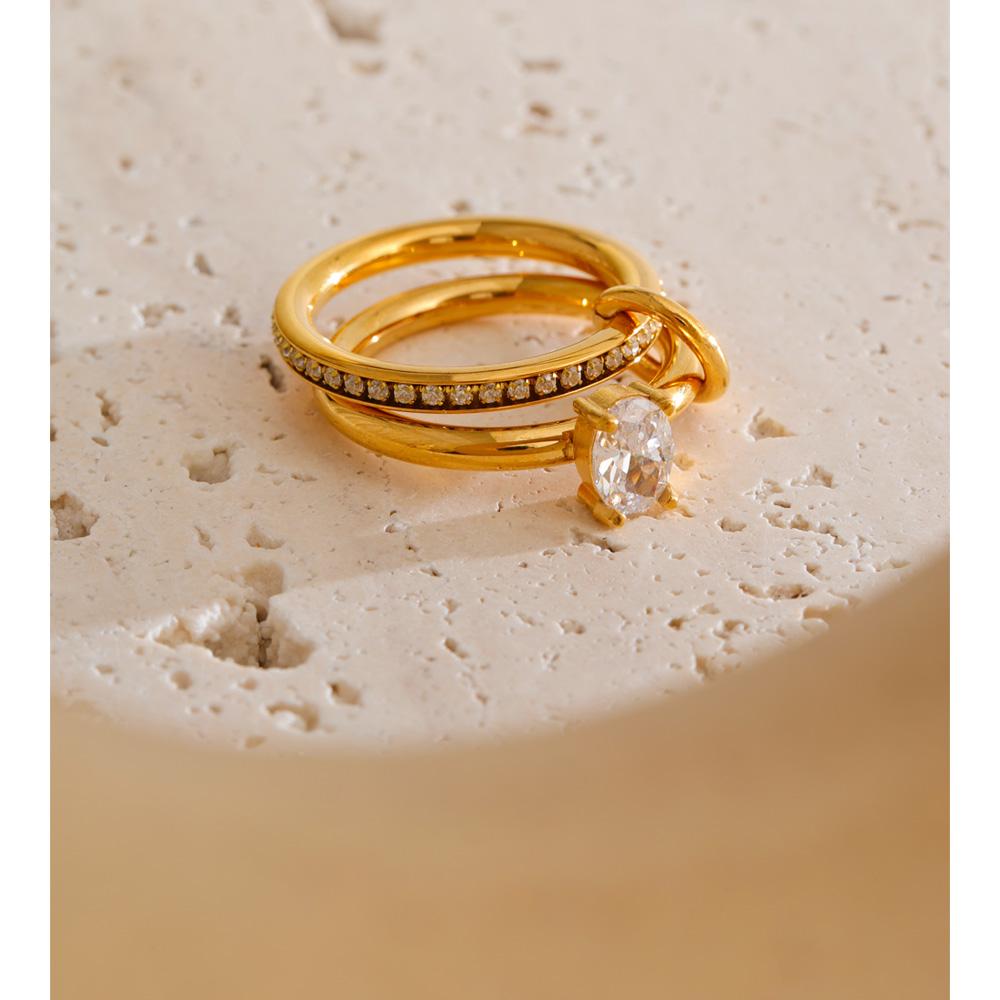 Yhpup Size 678 High Quality Bling Cubic Zirconia Stacked Ring Stainless Steel 2025 Popular Charm Jewelry 18k Gold PVD Plated