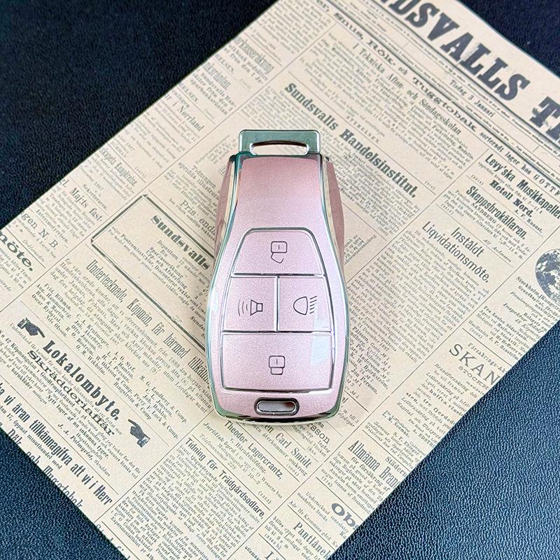 Чехол для ключей BAIC New Energy для EU5, U5 Plus, EU7, X7 - Розовый с блестками (песок)