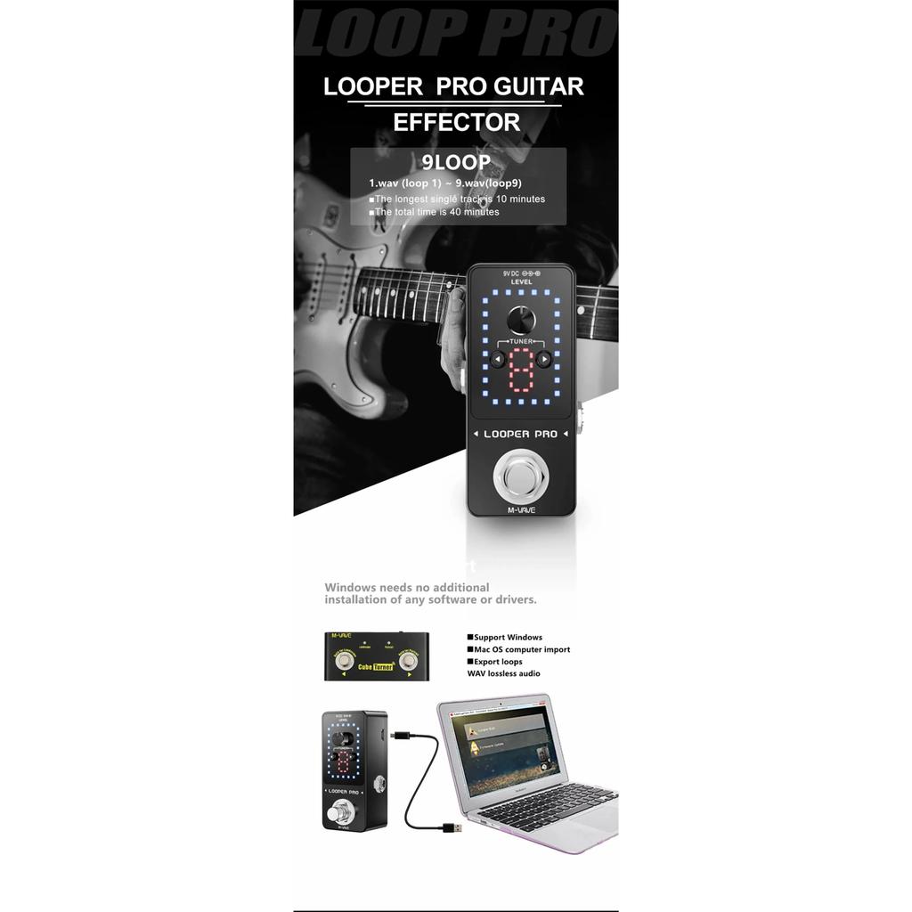 Looper Pro W/ 40min Capacity & 9 Parallel FX Chains | Live Performance Loop Station | Guitar/Bass/Synth Ready