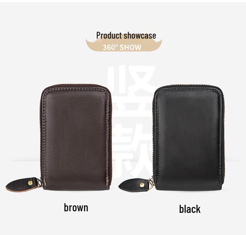 Jiameida Мужской ретро кожаный кошелек для ключей и монет на молнии - Вместительный держатель для карт