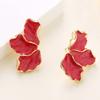 Необычные металлические серьги-пусеты в виде лепестков эмали для женщин, массивный дизайн, новый стиль, модный циркон, повседневные аксессуары для вечеринок, подарки MQF004