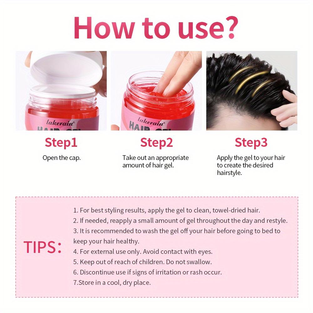 Hair Gel, Strawberry Scented, Extreme Hold, Extra Hold, All Hair Types, Styling Gel Great for Braiding, Twisting & Smooth Edges, 100ml/3.38fl.oz