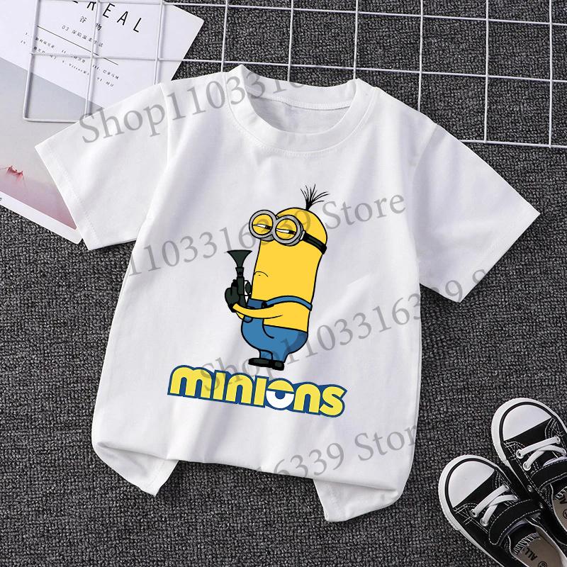 Minionses Kids T-shirt Children Short Sleeves Cartoon Tees Fashion Cotton T Shirt  Boy Girl Tops Summer Clothes Birthday Gift
