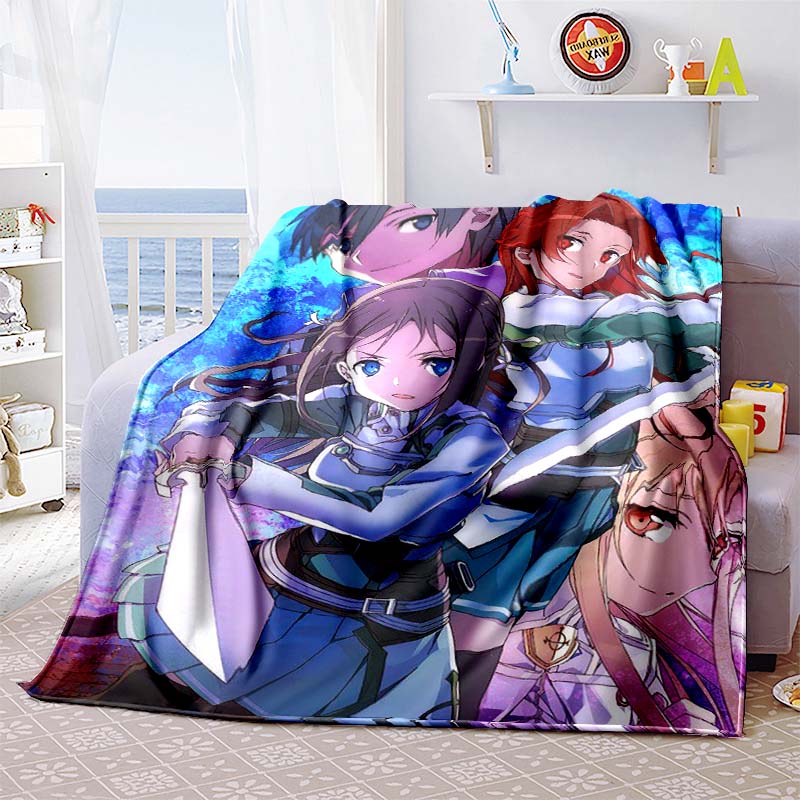 The 3D printed "Sword Art Online" flannel blanket is warm, comfortable, and soft, suitable for use in bedrooms, beds, sofas, 001
