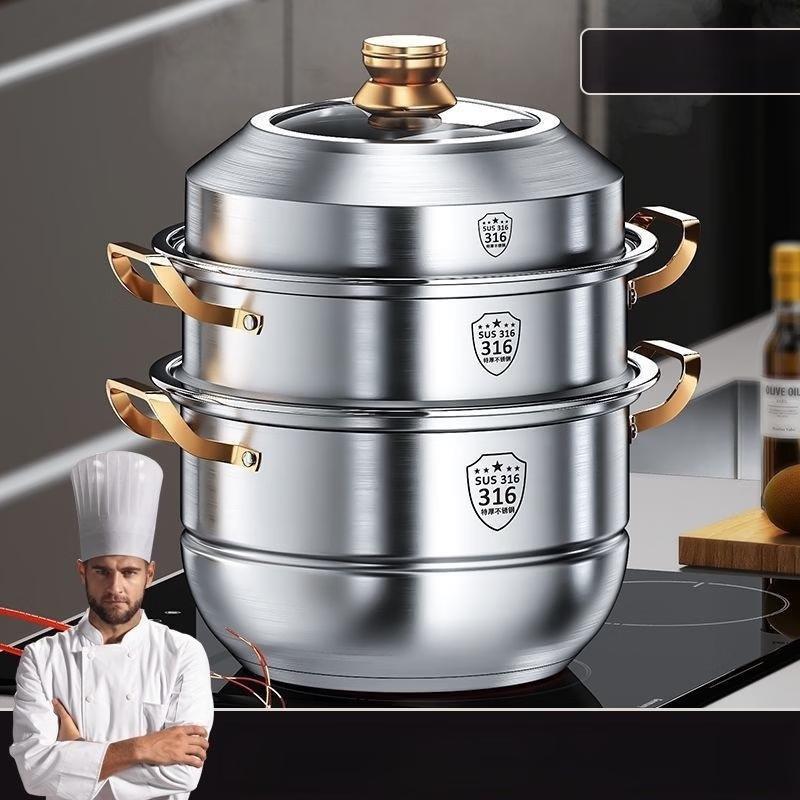 Пароварка индукционная многоярусная Zhishi из нержавеющей стали 316