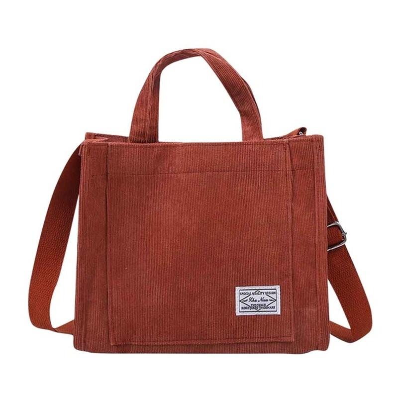 Women Corduroy Zipper Shoulder Bag Small Cotton Canvas Handbag Casual Tote Crossbody Bag Vintage Messenger Bags CLE
