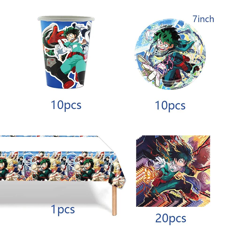 My Heros Academiaed Birthday Themed Party Decorations Balloon Set Tableware Tablecloths Cake Toppers Party Supplies Baby Shower