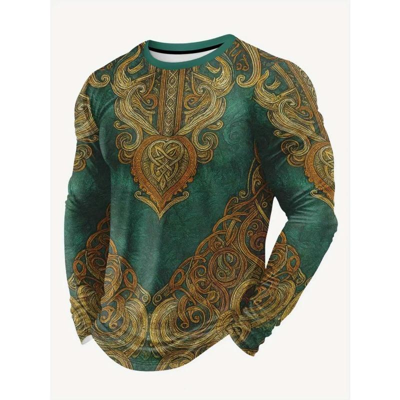 Мужские футболки с 3D-принтом, повседневные спортивные, с круглым вырезом, с длинным рукавом, дышащие, быстросохнущие, свободного кроя, уличные, для кемпинга, трендовые футболки