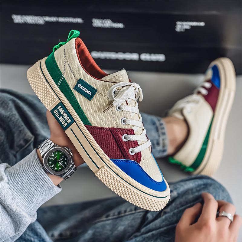 Men 's Casual Four Seasons Fashion Canvas Skateboarding Students Comfortable Sneakers Boys Trending Soft Sole Breathable Shoes