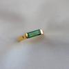 Green Baguette Emerald Quartz 925 Sterling Silver Yellow Gold Overlay Band Ring, Handmade Wedding Gift Ring Jewelry