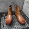 Модные ковбойские сапоги для мужчин, модные износостойкие дышащие повседневные нескользящие модные универсальные сапоги с круглым носком, весна-осень, основные