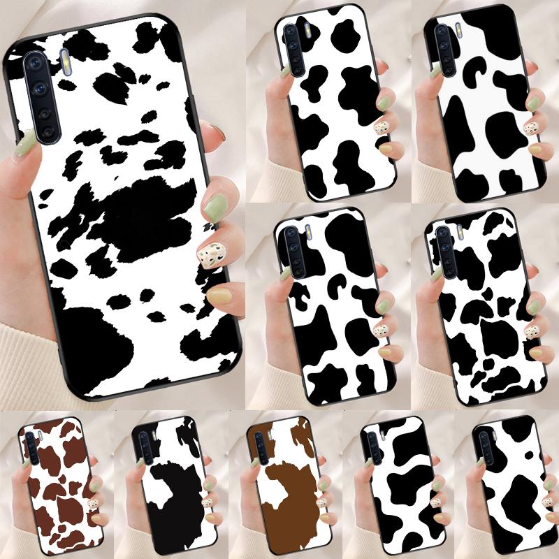 Чехол с принтом под шкуру коровы для Oppo A94 A74 A54 A18 A38 A58 A78 A98 A40 A60 A80 A16 A76 A96 A15 A17 A77 A57S