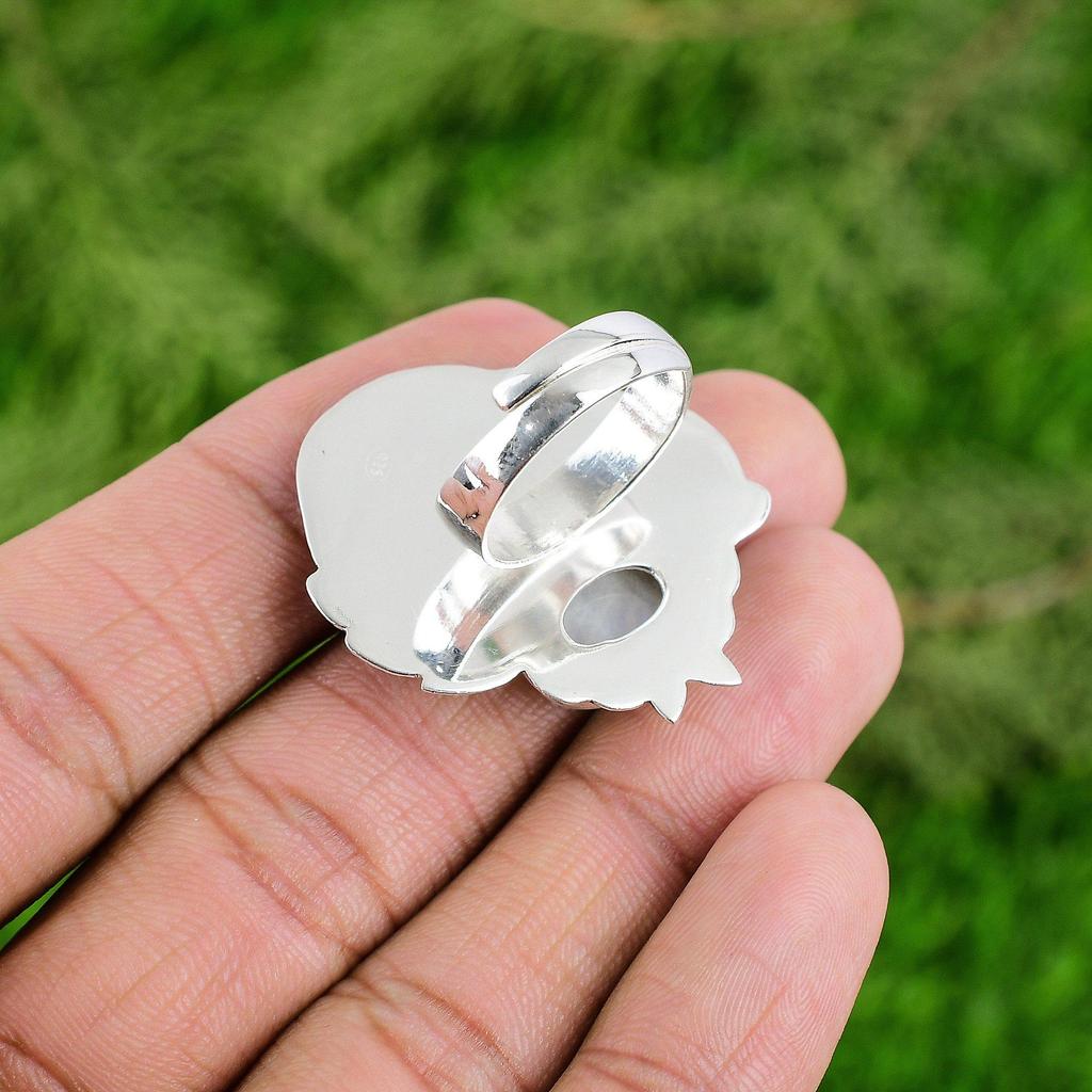 Mothers Day Deal 925 Silver Rainbow Moonstone Stone Stackable New Ring Jewelry