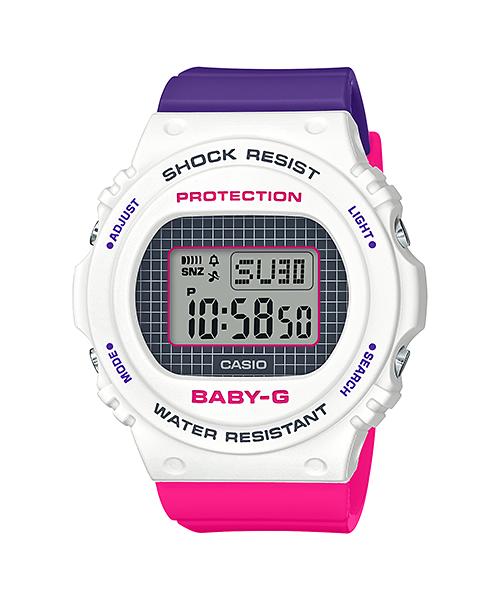Casio Женские часы Baby-G, кварцевые, с resin-браслетом, водозащитой 200 м, ударопрочные, с будильником, BGD-570THB-7