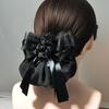 Lace Decorated Hair Accessories Bowknot Flower Decor Mesh Bag Hair Clip Easy To Wear Hair Styling Tool