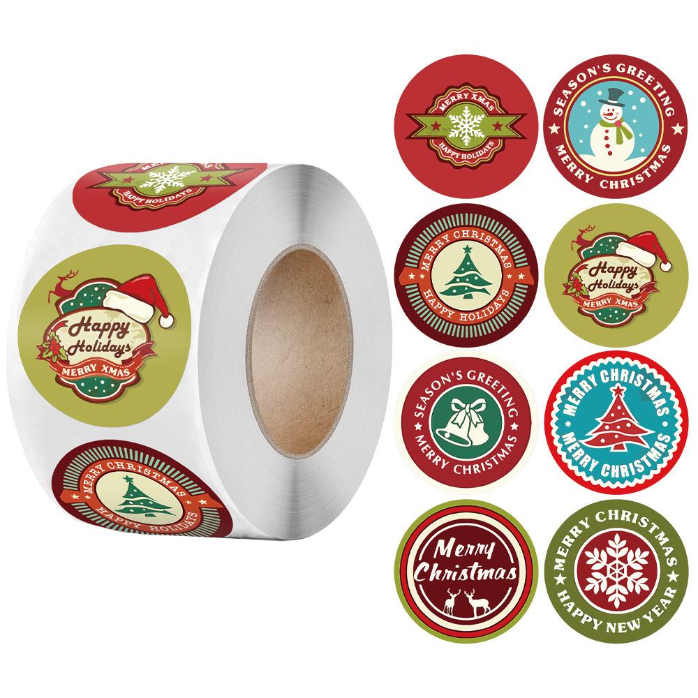 100-500Pcs Merry Christmas Stickers Festival Gift Packaging Seal Labels for New year decor, Greeting cards, Candy bags Stickers