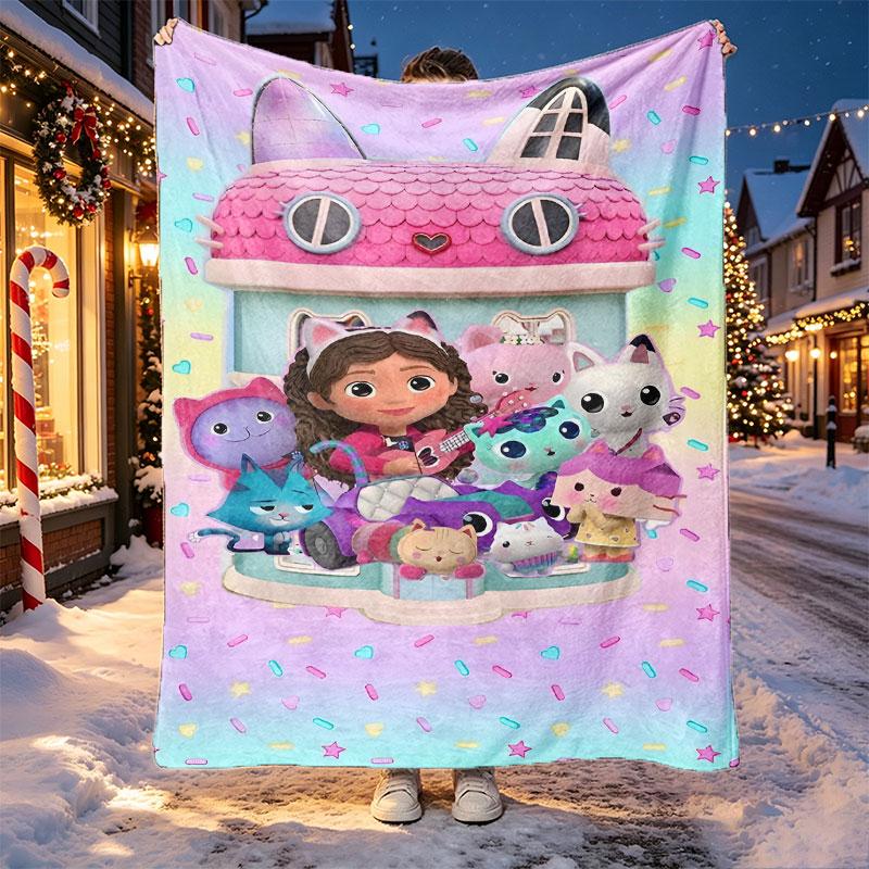 Gabby's Dollhouse Pattern Blanket for Home Decoration, Bed, Sofa, Car Travel, Camping, Suitable for All Seasons, Birthday Christmas Gift