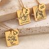 Htpwe Stainless Steel Twelve Zodiac Signs Pendant Necklace Women's Plated 18k Gold Couple Holiday Gift Necklace Party Zircon