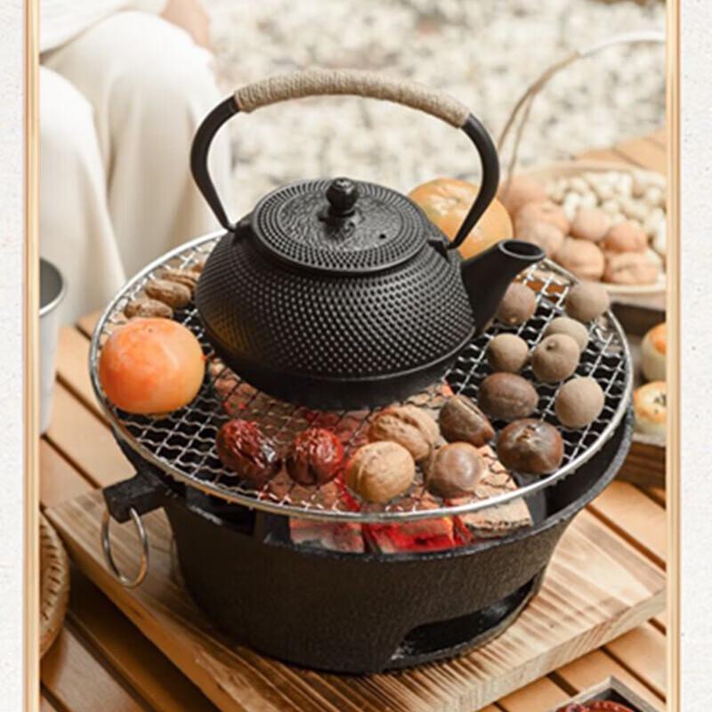 OEING Cast Iron Charcoal Tea and Grill Stove Set