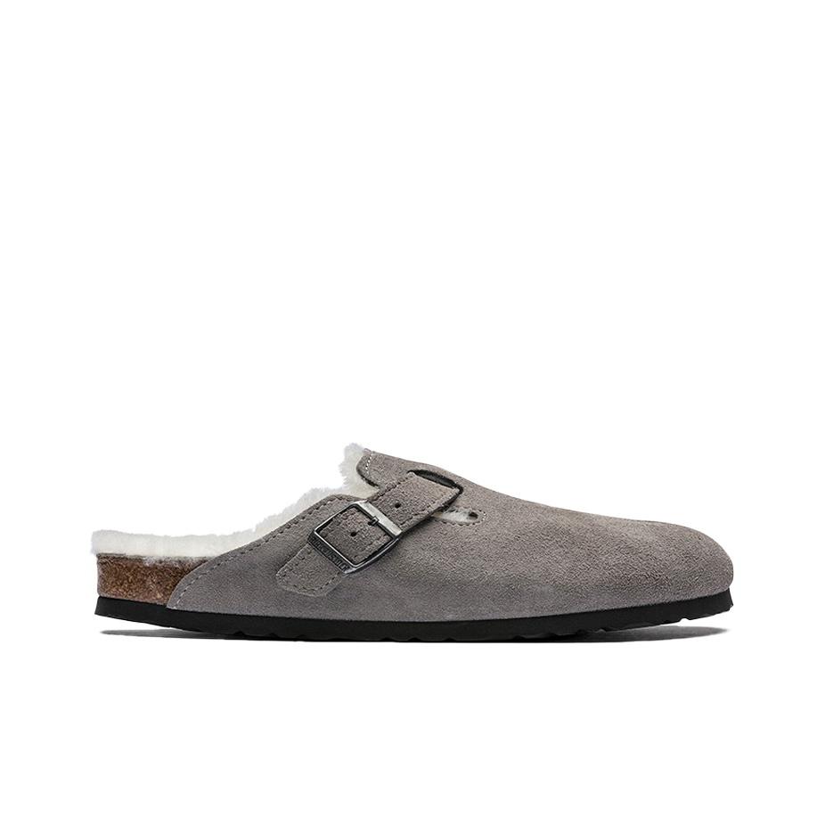 Birkenstock Бостонские замшевые кроссовки с овчиной Stone Coin Унисекс Серые 1017650