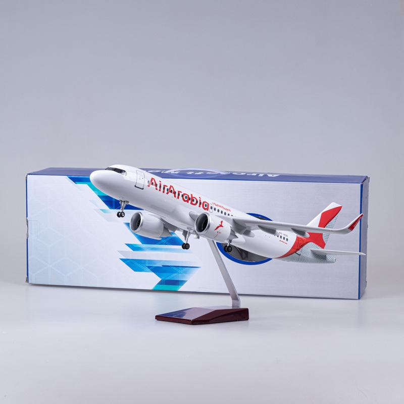47CM 1/80 Scale Airplane A320 Air Arabia Model With Light Wheel Base Aircraft Diecast Resin Plane Model Collection