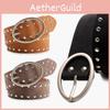 Women Streetwear Leather Rivets Belt With Alloy Metal Buckle For Daily Use